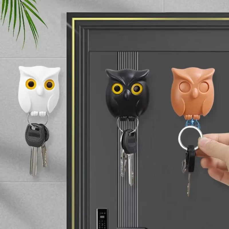 1/3 Uds. Llaveros Magnéticos De Búho Imanes Autoadhesivos Sujetar Llavero Ganchos Para Colgar Llaves Abrirá Los Ojos Ganchos Decorativos De Pared Del Hogar