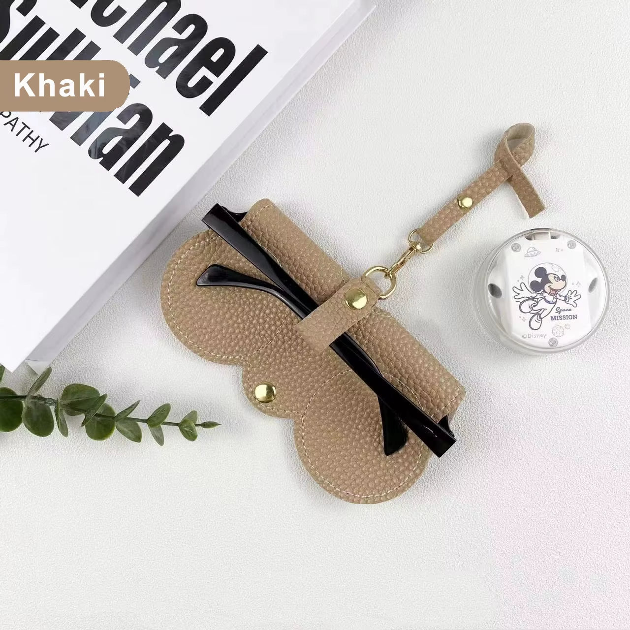 Funda Para Gafas Con Relieve De Litchi, Bonitas Gafas De Sol Colgantes De Cuero PU, Bolsa De Almacenamiento Para Gafas De Lectura, Soporte Portátil Para Gafas De Viaje, 1 Ud.