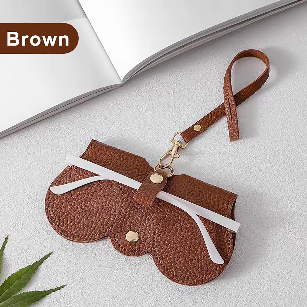 Funda Para Gafas Con Relieve De Litchi, Bonitas Gafas De Sol Colgantes De Cuero PU, Bolsa De Almacenamiento Para Gafas De Lectura, Soporte Portátil Para Gafas De Viaje, 1 Ud.