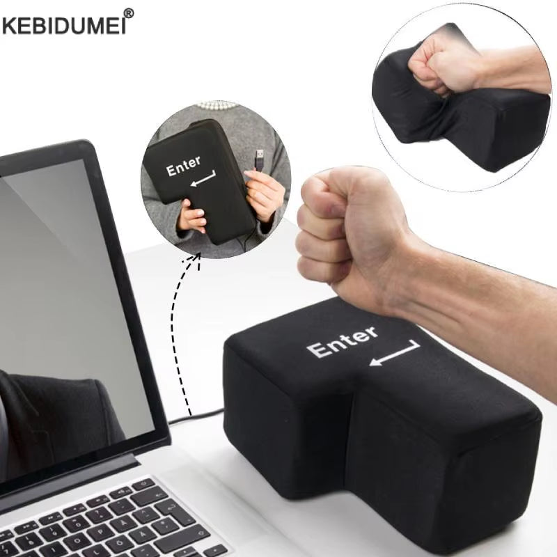 Ordenador Antiestrés Creativo, Llave De Entrada Enorme, Teclado USB Grande, Botón De Ventilación, Almohada De Escritorio, Cojín Para Aliviar El Estrés, Tecla De Entrada USB