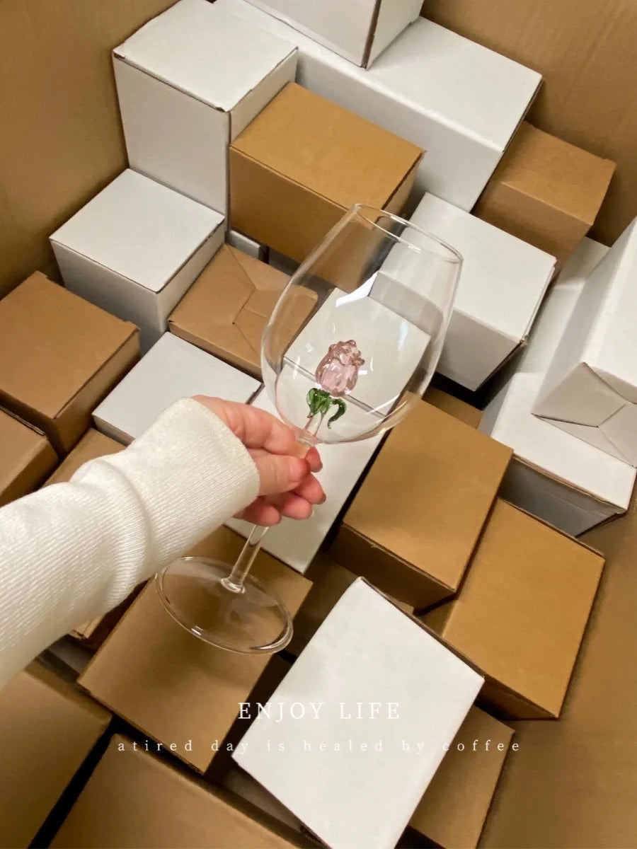 Copa De Vino Tinto Rosa Tridimensional, Copa De Vino Artística, Copa De Licor, Copa De Boda Para Pareja, Copa Para El Hogar