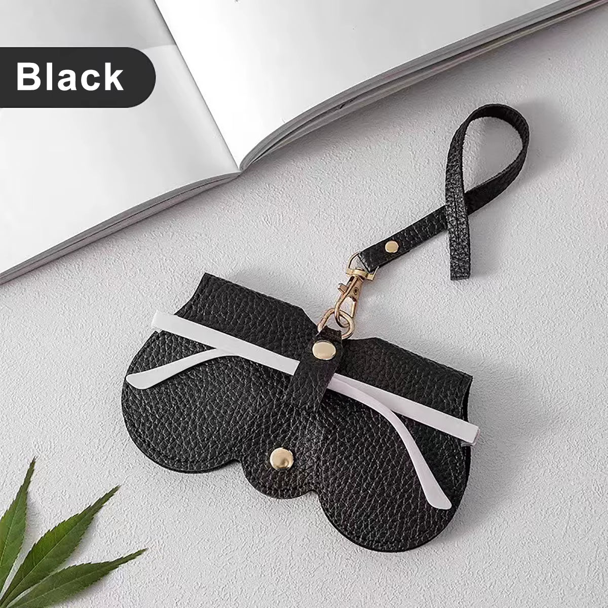Funda Para Gafas Con Relieve De Litchi, Bonitas Gafas De Sol Colgantes De Cuero PU, Bolsa De Almacenamiento Para Gafas De Lectura, Soporte Portátil Para Gafas De Viaje, 1 Ud.