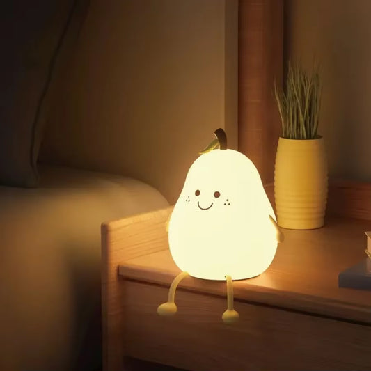 Luz LED Nocturna De Silicona Con Forma De Pera Y Fruta, 7 Colores, Atenuación Táctil, Recargable Por USB, Lámpara De Noche De Dibujos Animados, Decoración Para Dormitorio, Bonito Regalo Para Niños