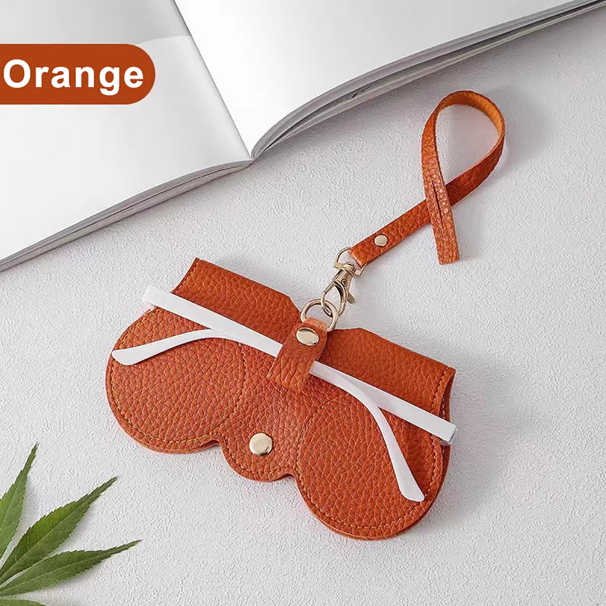 Funda Para Gafas Con Relieve De Litchi, Bonitas Gafas De Sol Colgantes De Cuero PU, Bolsa De Almacenamiento Para Gafas De Lectura, Soporte Portátil Para Gafas De Viaje, 1 Ud.