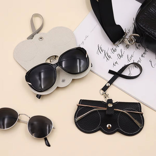 Funda Para Gafas Con Relieve De Litchi, Bonitas Gafas De Sol Colgantes De Cuero PU, Bolsa De Almacenamiento Para Gafas De Lectura, Soporte Portátil Para Gafas De Viaje, 1 Ud.