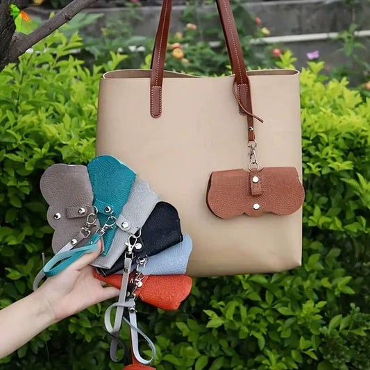 Funda Para Gafas Con Relieve De Litchi, Bonitas Gafas De Sol Colgantes De Cuero PU, Bolsa De Almacenamiento Para Gafas De Lectura, Soporte Portátil Para Gafas De Viaje, 1 Ud.